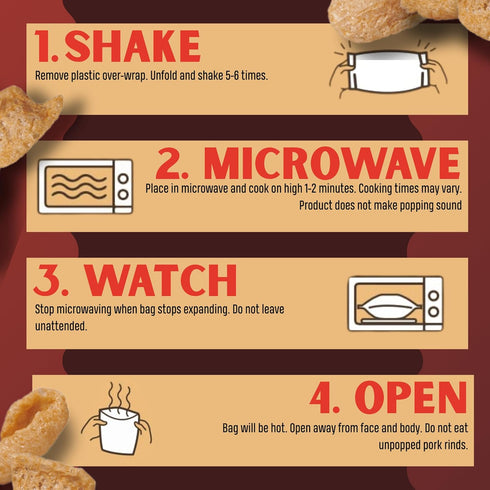 1.75 (Pack 18) Lowrey's Bacon Curls Microwave Pork Rinds (Chicharrones), Original, Ounce