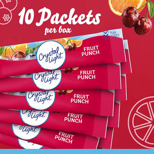 Crystal Light On The Go Fruit Punch Drink Mix, 10-Count Boxes, Pack of 6