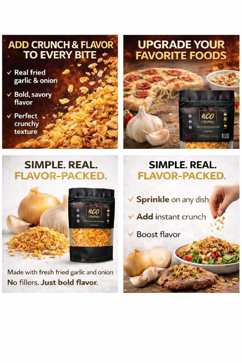 HCO Crispies Fried Garlic and Onion Mix | Perfect for Baking, Seasoning & Topping | From the Makers of Hot Crispy Oil