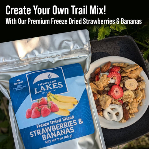 3 oz 100% Thousand Lakes Freeze Dried Fruit - Strawberries and Bananas - | No Sugar Added | Fruit | Sliced for Snacking