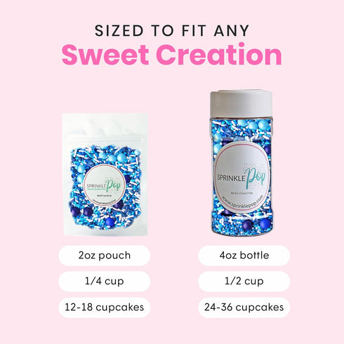 Sprinkle Pop Blue Ombre Sprinkle Mix | Monochromatic Blend of Blues & Navy Blue Sprinkles with White Pops | Undersea