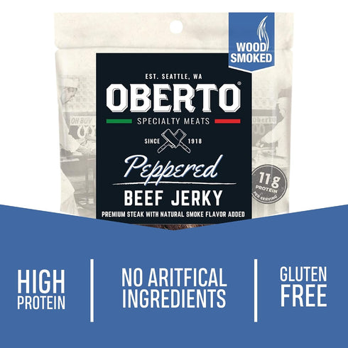 2.7 (Pack 8) Oberto Specialty Meats Peppered Beef Jerky, Ounce