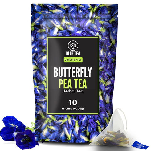 BLUE TEA - Butterfly Pea Flower Tea, 10 Tea Bags, Herbal, Caffeine Free, Plant Based, Super Anti-Oxidant