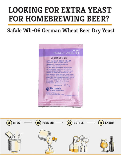 Craft A Brew - Safale WB-06 Dry Yeast - 1 Pack, German Wheat Beer Dry Yeast for Home Brewing Supplies