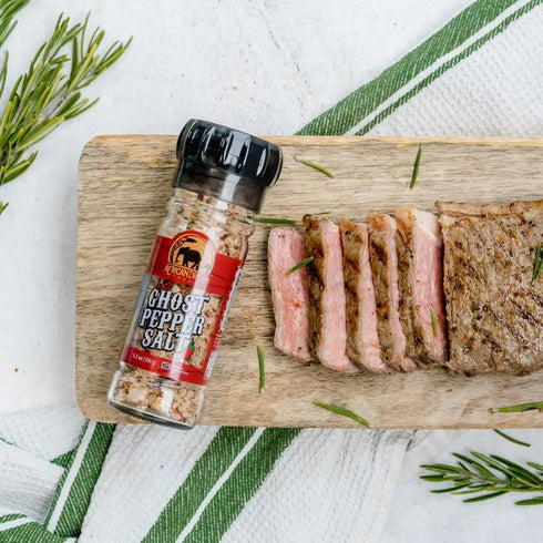 3.5 oz 5-Pack Ghost Pepper Salt Seasoning by African Dream Foods | Spicy Chili Salt with only Natural Hot Ghost Peppers