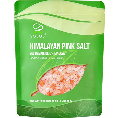 16 Oz (1 Soeos Himalayan Pink Salt, Coarse Grain, Pound), Pink Himalayan Sea Salt for Grinder Refill