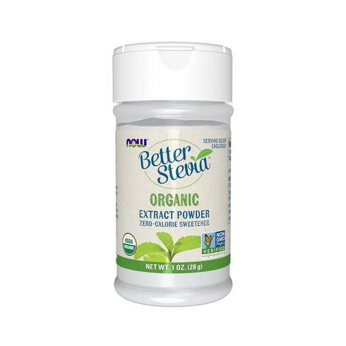 NOW Foods, Certified Organic Better Stevia, Extract Powder, Zero-Calorie Sweetener, Certified Non-GMO,