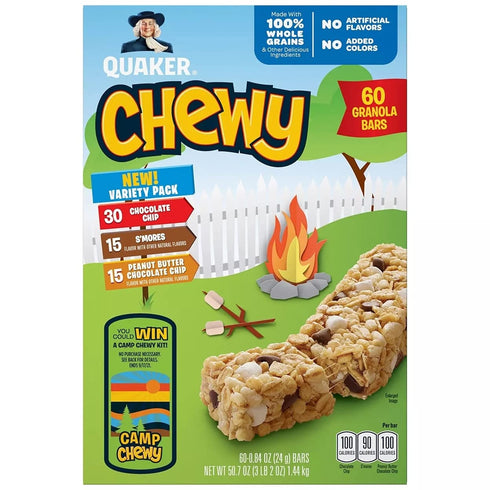 Pack (60 Count) Quaker Camp Chewy Granola Bars Variety