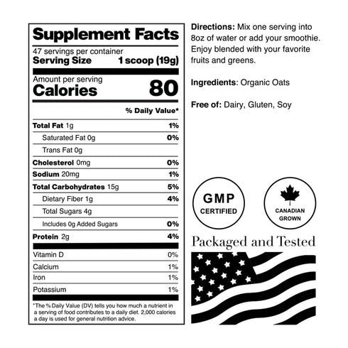 2lbs 100% NorCal Organic Oat Milk Powder - Bulk | Vegan, UNFLAVORED | Pure Organic Oats from Canadian Farms