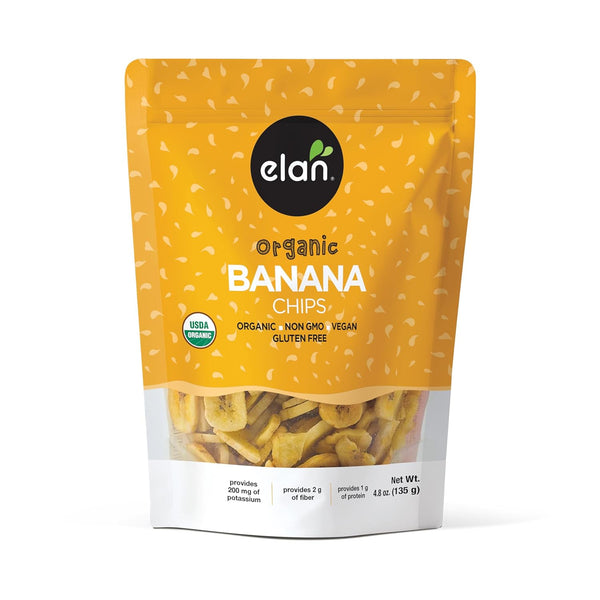 Elan Organic Banana Chips, 4.8 oz, Non-GMO, Vegan, Gluten-Free, Kosher, Sweetened with