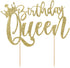 Handmade Glitter Queen Cake Topper, Happy Birthday Cake Bunting Decor, Party Decoration Supplies in Gold