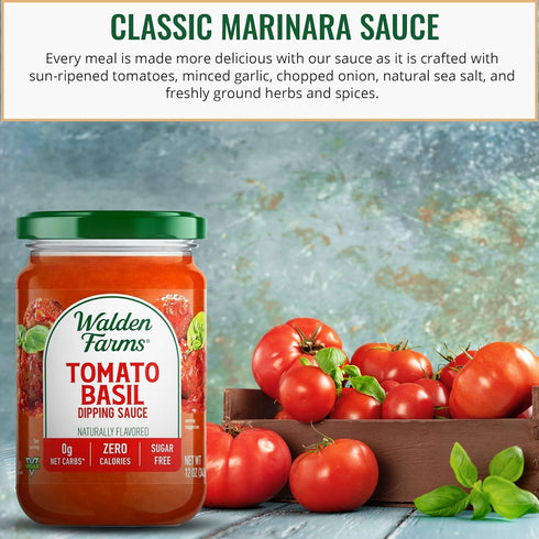 12 oz Walden Farms Tomato Basil Pasta Sauce Zero Calorie, Sugar Free, Keto & No Carb Sauce for Pasta, Veggies & More