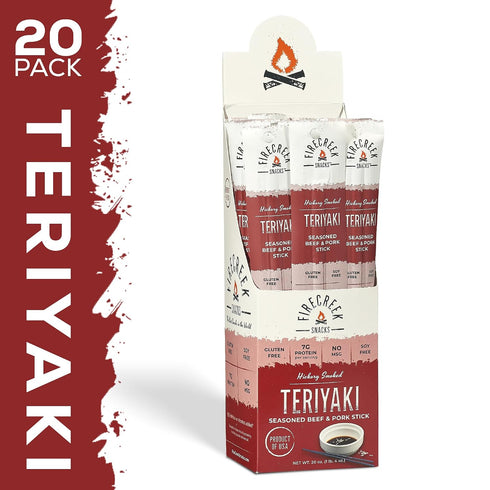 FireCreek Snacks 20 Pack (1 oz), 7g 110 (20, Beef Sticks by , Hickory Smoked Meat Sticks (Jerky Sticks), Protein