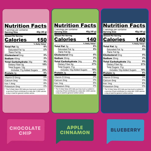 9 3-Flavor Pack (6) 1.41 oz 5-6g Whoa! Dough Top Allergen Free Chewy Oat Bars - Variety | Individually Wrapped Bars |