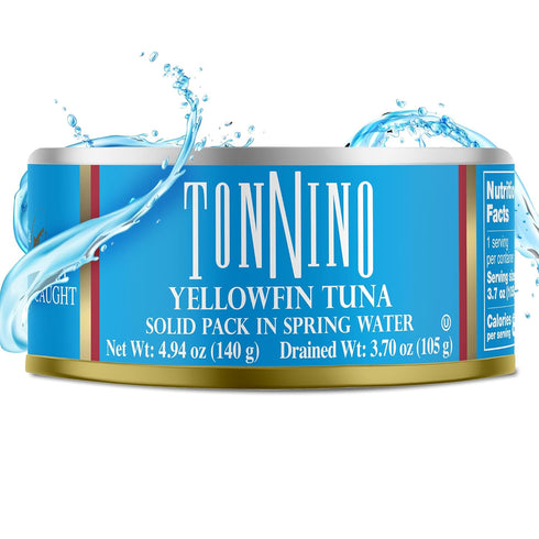 Pack 12 Tonnino Yellowfin Tuna Fish in Spring Water - of Can