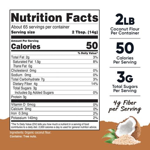 (2 LB) Nutricost Pantry Organic Coconut Flour - Gluten-Free, GMO-Free