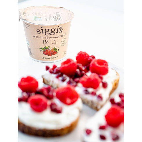 5.3 oz. siggi's Plant-Based Coconut Blend, Strawberry, Cup Single Serving Dairy Free Snack, More Protein Than Sugar