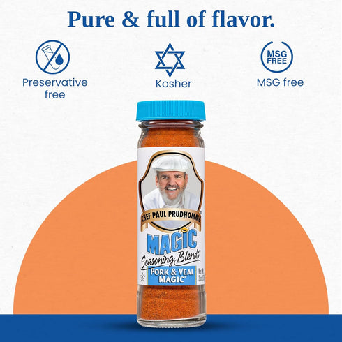 2 oz (Pack 1) Chef Paul Magic Seasoning Blends Pork & Veal Magic | Bold & Smoky Seasoning | Perfect for BBQ, Grilling