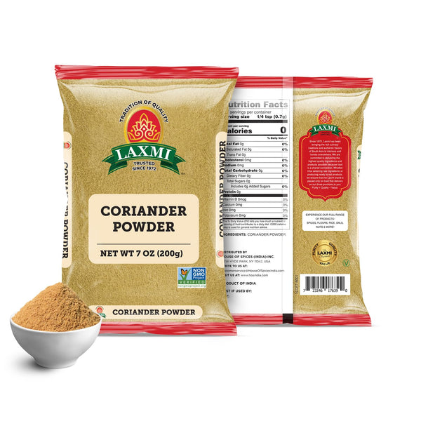 Laxmi Coriander Powder 200gm (7 Oz) | Non-GMO, Natural Ground Coriander | Premium Quality, Free of Adulterations