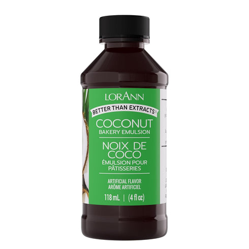 LorAnn Oils Coconut Bakery Emulsion, 4 Oz, Ideal for Boosting Fruit Tones in Cakes, Gluten-Free, Keto-Friendly