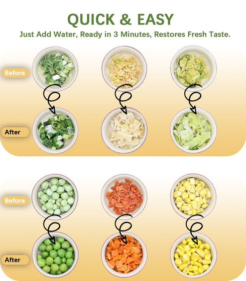 220G/7.76OZ Dried Ramen Toppings, Dehydrated Vegetables, Natural Freeze Dried Vegetables, Carrots, Cabbage, Onions