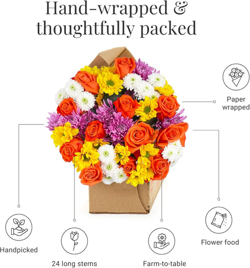 BloomsyBox Radiant Delight Bouquet (Glass Vase Included) Fresh Flowers for Delivery Special for Birthday, Anniversary
