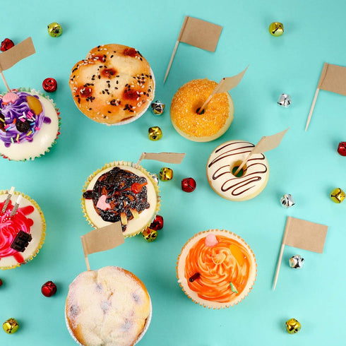 Pangda 200 Pack Toothpick Flags, Party Cupcake Picks Cheese Markers Blank Kraft Paper Fruit Sticks for Cupcakes and