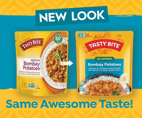 10 (Pack 6) Tasty Bite Indian Bombay Potatoes, Microwaveable Ready to Eat Entre, Ounce