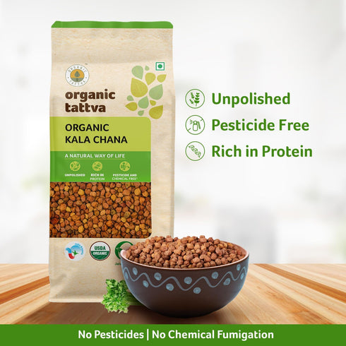 Generic 500g 100% Organic Tattva, Organic Kala (Black) Chana, | Vegan, Unpolished and Gluten Free