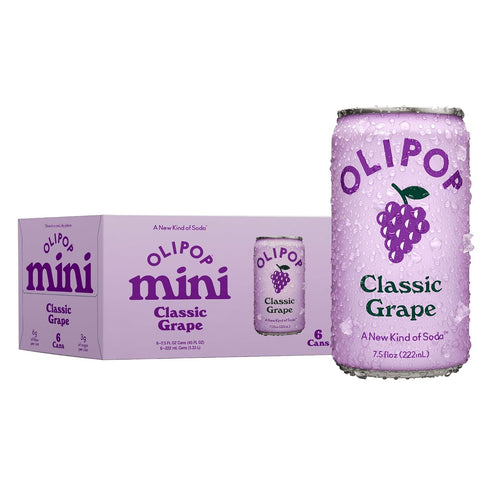OLIPOP Minis Prebiotic Soda Pop, Classic Grape, Pantry Pack Packed with Prebiotics,