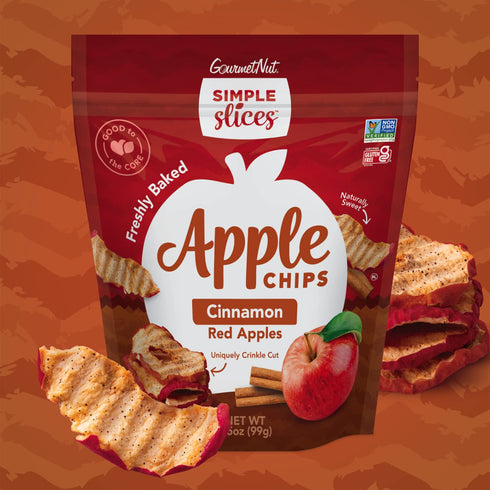 3.5oz 3 Pack Simple Slices Gourmet Nut Baked Apple Chips, USA Grown Sliced Dried Apples, Adults & Kids Vegan Snack