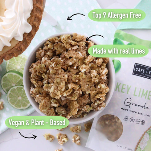 12oz, 6 Pack Safe + Fair Key Lime Pie Granola Gluten-Free, Dairy-Free & Vegan Snack Allergen-Free, Non-GMO, and No
