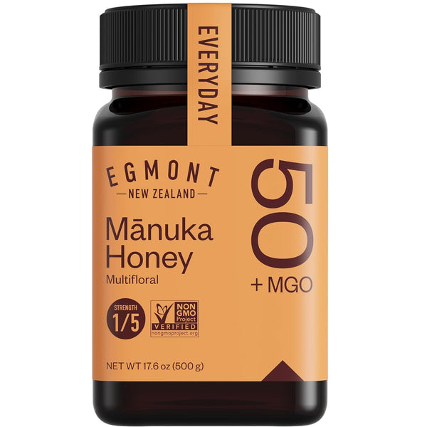 Egmont Honey Raw Manuka Honey MGO 50+ 17.6oz (500g) NON-GMO, Kosher, Recycled