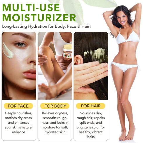 ITSDAWN 7.8 Oz Shea Butter Raw Organic, Raw Unrefined Shea Butter Lotion for Body, Face & Hair, Long-lasting Hydration