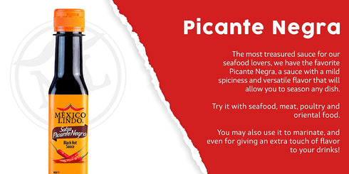8,400 5 Oz (Pack 1) Mexico Lindo Picante Negra Hot Sauce | Light & Spicy | Scoville Level | Great with Asian Food