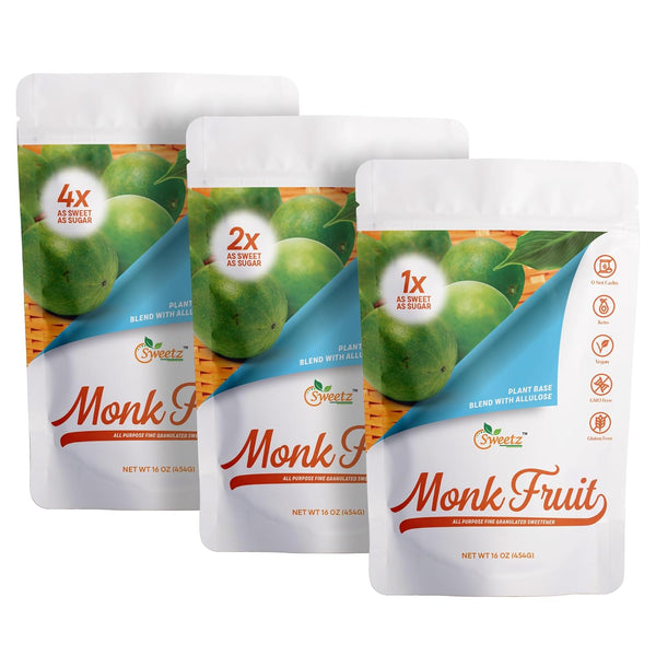Allulose Monk Fruit Blend All Purpose Sweetener Multi-Pack-3: 1X, 2X, and 4X