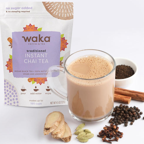 Waka Tea Traditional Masala Chai Instant Tea, 100% Natural Spices, Vegan, No Sugar or Milk Added, 4.5 Oz Bulk Bag