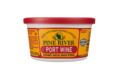 4-Pack (4) 8 oz Pine River Cheese Spreads | Port Wine | tubs | SHELF-STABLE | Fruity, Sharp & Creamy Authentic