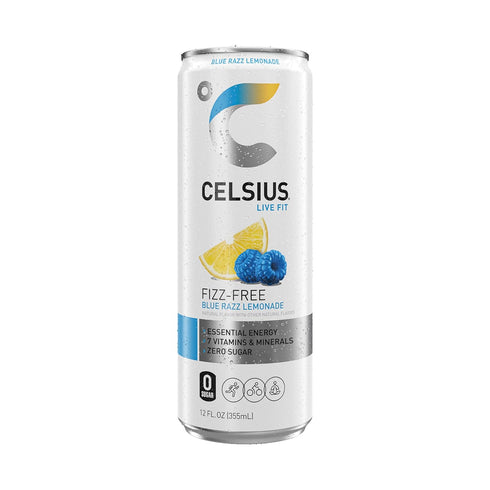 12 Oz (Pack 12) CELSIUS Fizz Free Blue Razz Lemonade, Sugar Free Energy Drink, Fl