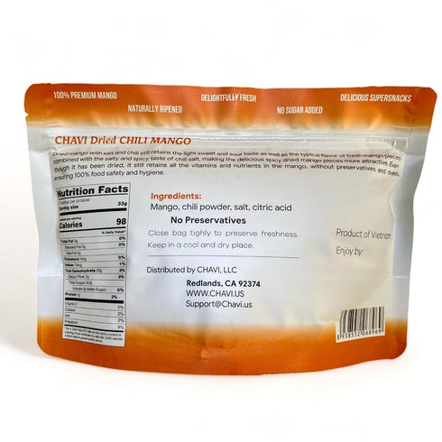 14 oz CHAVI Dried Chili Mango | | No Added Sugars | Naturally Sweet | Healthy sinple Ingredients Superfood - Family