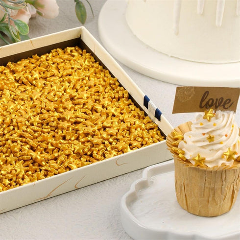 Sentovac Gold Star Sprinkles Edible Sugar for Cake Decorating, Halloween, Christmas, Wedding