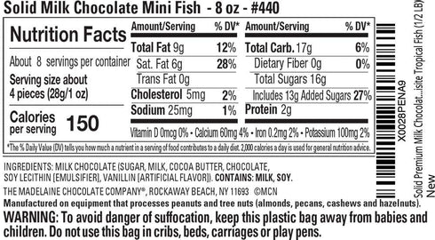 8 oz Madelaine Milk Chocolate Mini Fish Candy Spring Easter Chocolates, Individually Wrapped Tropical Fish, Smooth