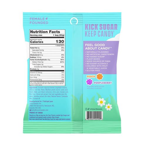 Gummies, 3g 50g 14 Pack SmartSweets Sour Flowers Limited Edition, Easter Candy, Plant Based, Gluten Free Healthy Snacks