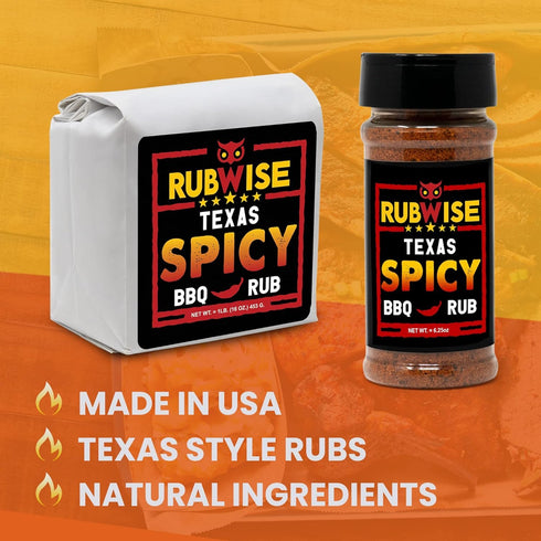 RubWise Texas Style Spicy Brisket Rub, 6.25oz | All-Natural Dry BBQ Rubs for Smoking and Grilling