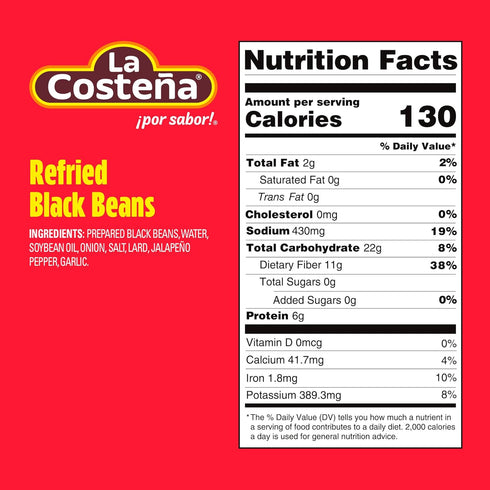 60 15.16oz, 8 Pack La Costea Refried Black Beans - Second Microwave Ready to Eat Meals for Mexican Food, Mexican Rice