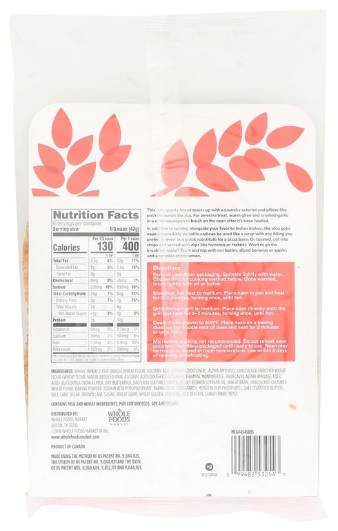 365 by Whole Foods Market 8.8 OZ Whole Wheat Tandoori Naan