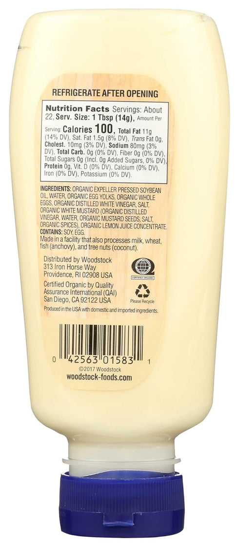 11.25 Oz. Woodstock Organic Mayonnaise - Squeeze
