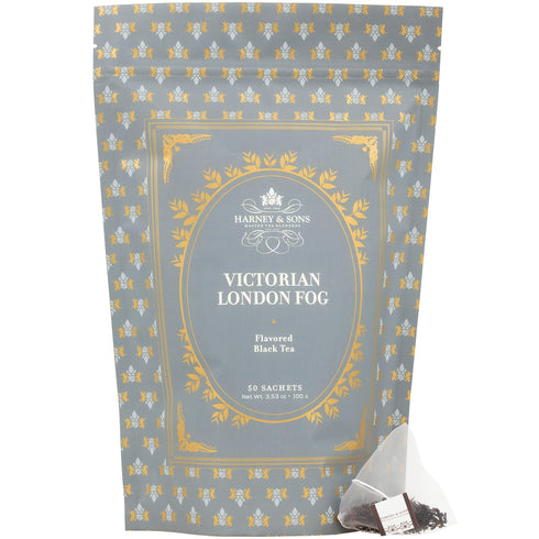 Harney & Son Victorian London Fog, Bag of 50 Sachets, Black and