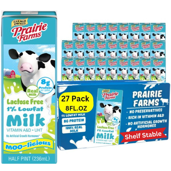 Prairie Farms Dairy Prairie Farms Lactose Free Milk, Shelf Stable 1% Low Fat Milk Boxes