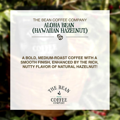 16-Ounce The Bean Organic Coffee Company Aloha Bean (Hawaiian Hazelnut), Medium Roast, Ground Coffee, Bag,Caf molido